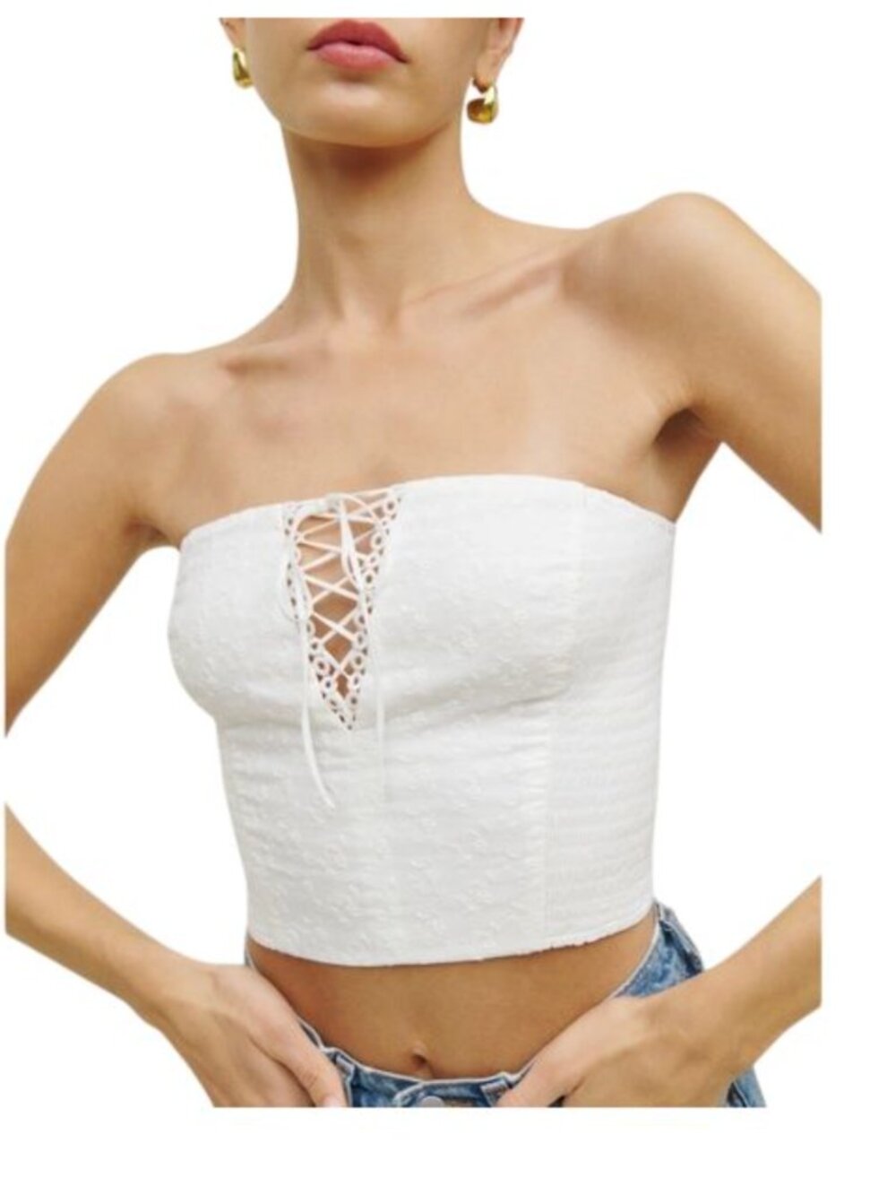 Reformation White Eyelet Tube Top Size 4